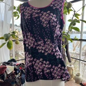 Bob Mackie Black and Pink Floral Tank Top